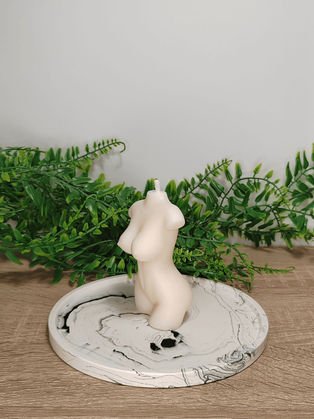 Plateau décoratif – effet marbré noir & blanc
