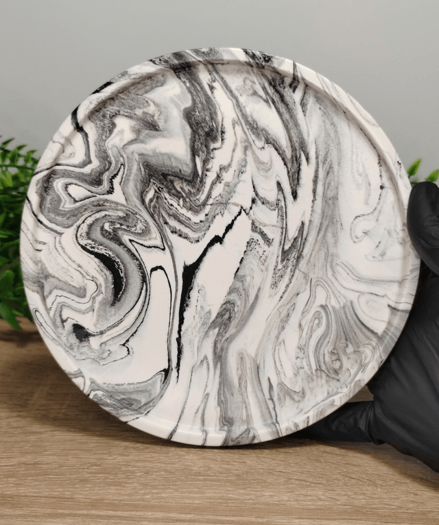 Plateau décoratif – effet marbré noir & blanc